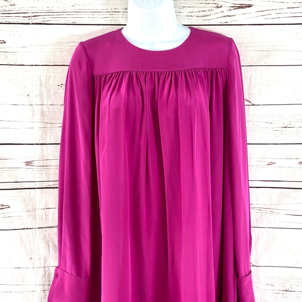 Diane von Furstenberg Mini Dress Women’s 0 Fits Med Pink 100% Pink Long Sleeves - Picture 2 of 11